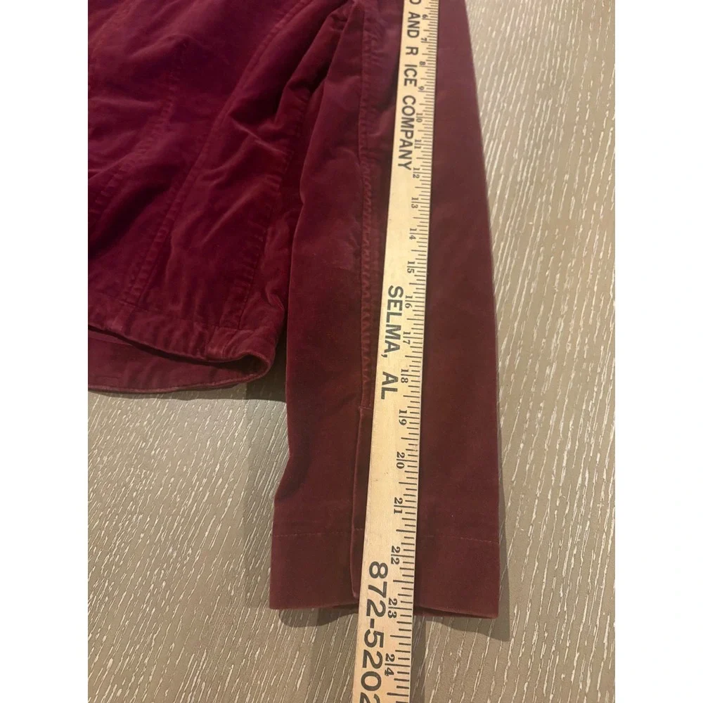 Tommy Hilfiger Velvet Blazer Womens Medium Burgundy Stretch Fitted Jacket EUC